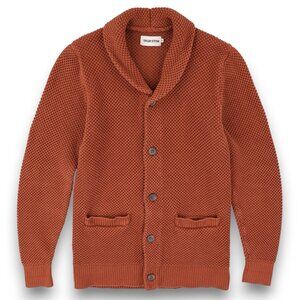 Taylor Stitch Crawford Cardigan Sweater Mens Size 38 Rust Cotton Shawl Collar